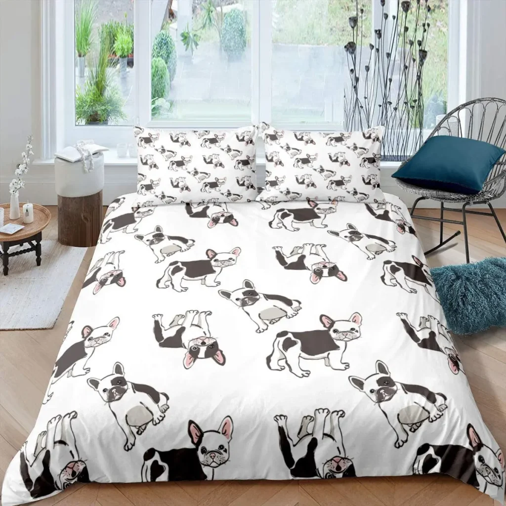 Bulldog Duvet Cover French Bulldogs Bedding Set Twin Polyester Chocolate Puppy Pet Doggy Animal Quilt Cover 6 - French Bulldog Gifts Store