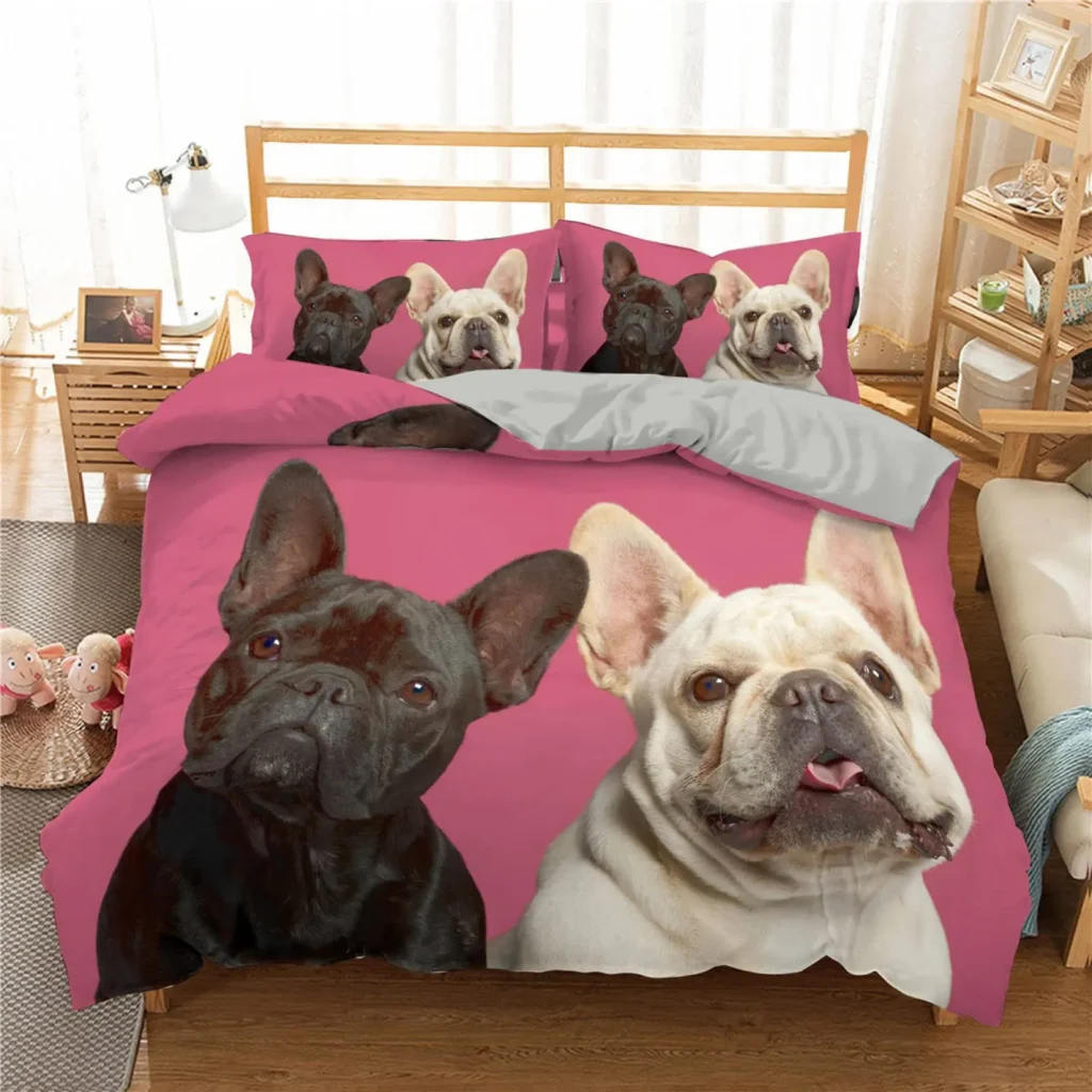 French Bulldog Duvet Cover Set Puppy Bedding Set Bedclothes with Pillowcase Single Double King Queen Size 2 - French Bulldog Gifts Store